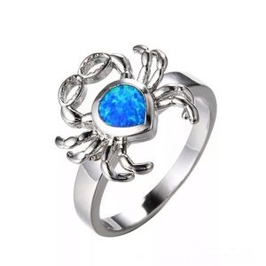 💖 Size 9 Opal Crab Silver Ring NEW